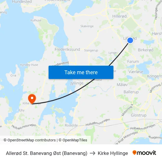 Allerød St. Banevang Øst (Banevang) to Kirke Hyllinge map