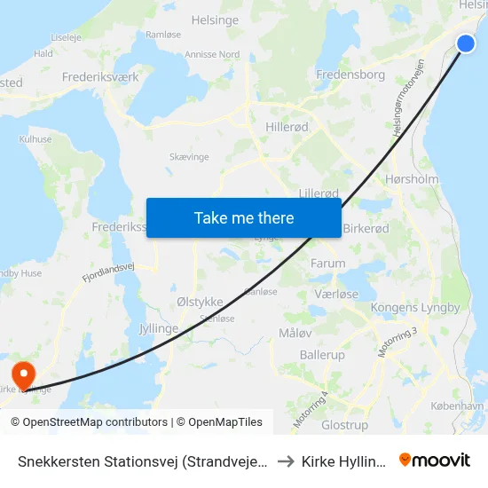 Snekkersten Stationsvej (Strandvejen) to Kirke Hyllinge map