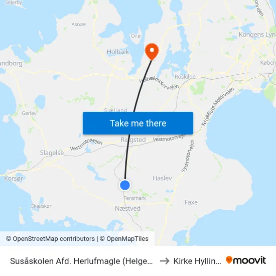 Susåskolen Afd. Herlufmagle (Helgesvej) to Kirke Hyllinge map