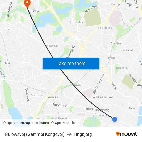 Bülowsvej (Gammel Kongevej) to Tingbjerg map