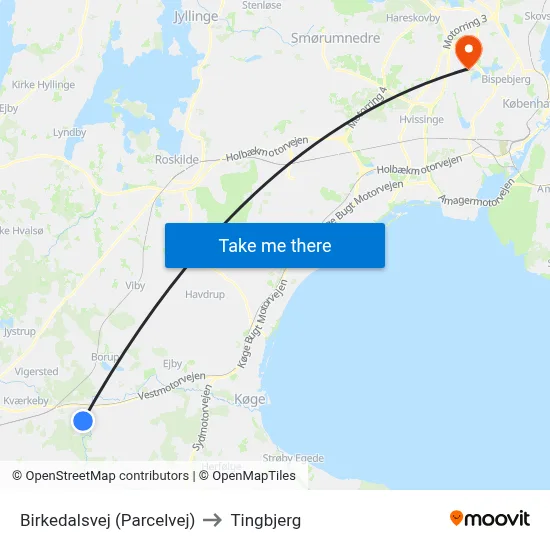 Birkedalsvej (Parcelvej) to Tingbjerg map