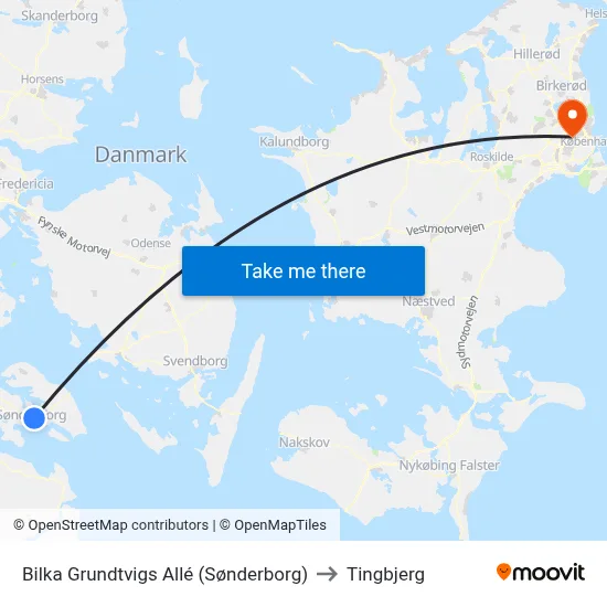 Bilka Grundtvigs Allé (Sønderborg) to Tingbjerg map