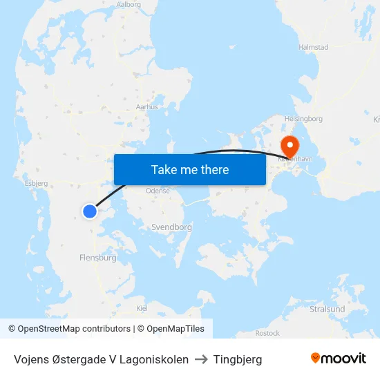 Vojens Østergade V Lagoniskolen to Tingbjerg map