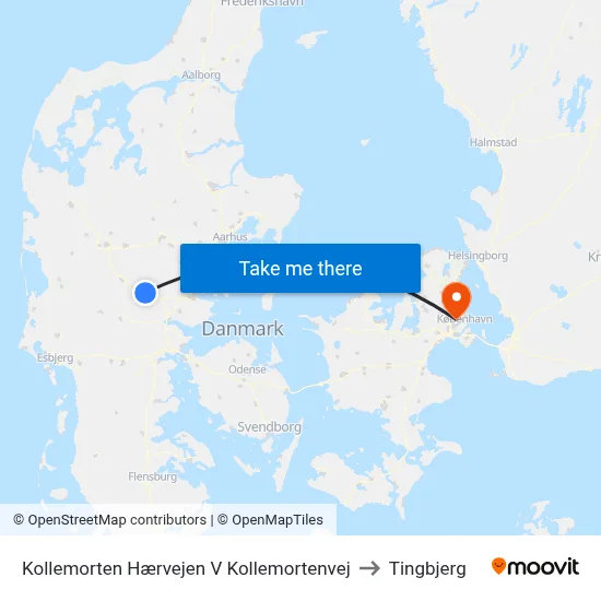 Kollemorten Hærvejen V Kollemortenvej to Tingbjerg map