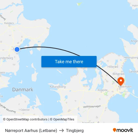 Nørreport Aarhus (Letbane) to Tingbjerg map