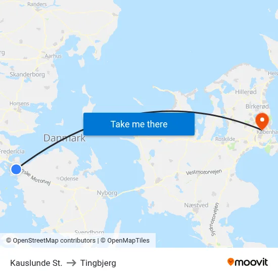 Kauslunde St. to Tingbjerg map