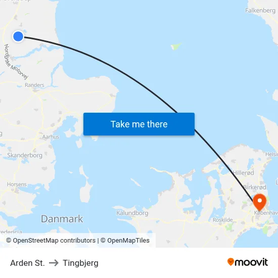 Arden St. to Tingbjerg map