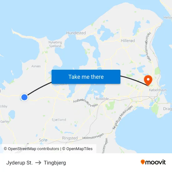 Jyderup St. to Tingbjerg map