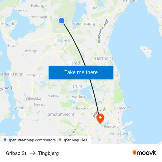 Gribsø St. to Tingbjerg map