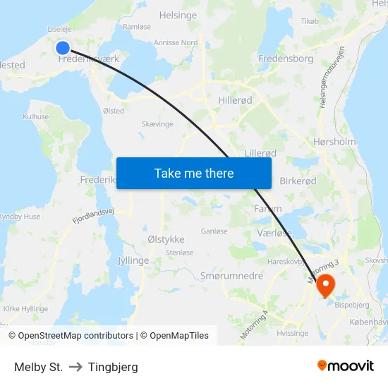 Melby St. to Tingbjerg map