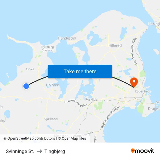 Svinninge St. to Tingbjerg map