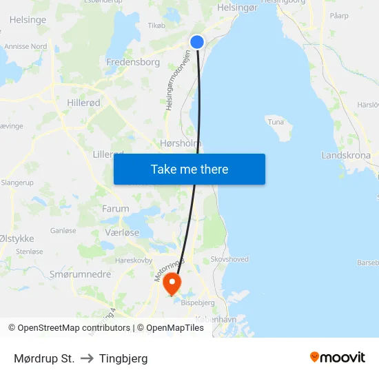Mørdrup St. to Tingbjerg map