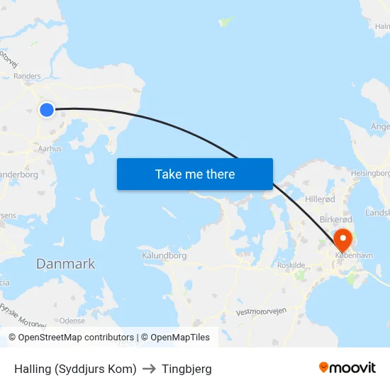 Halling (Syddjurs Kom) to Tingbjerg map