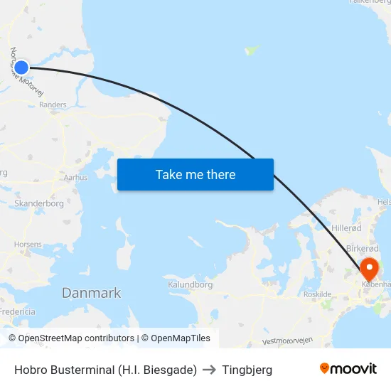 Hobro Busterminal (H.I. Biesgade) to Tingbjerg map