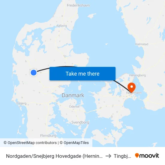 Nordgaden/Snejbjerg Hovedgade (Herning Kom) to Tingbjerg map