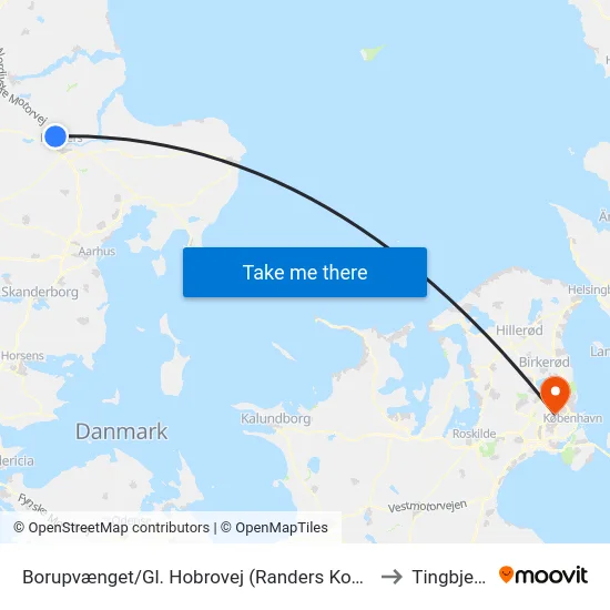 Borupvænget/Gl. Hobrovej (Randers Kom) to Tingbjerg map