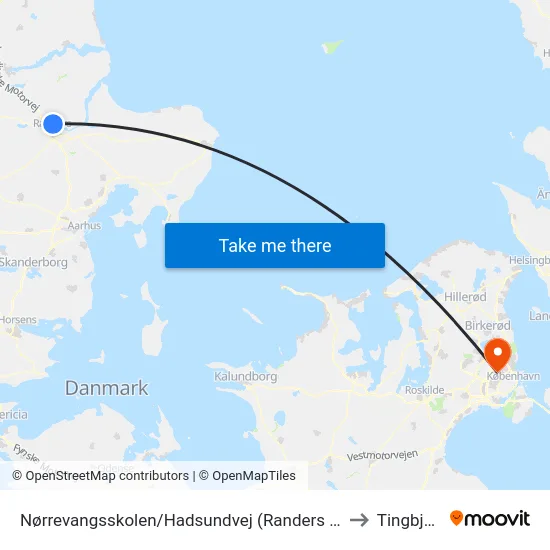 Nørrevangsskolen/Hadsundvej (Randers Kom) to Tingbjerg map