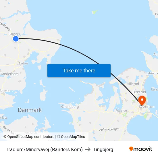 Tradium/Minervavej (Randers Kom) to Tingbjerg map