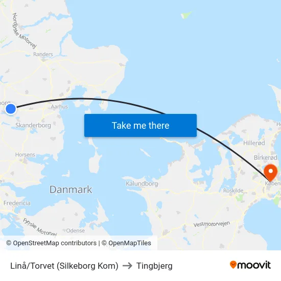 Linå/Torvet (Silkeborg Kom) to Tingbjerg map