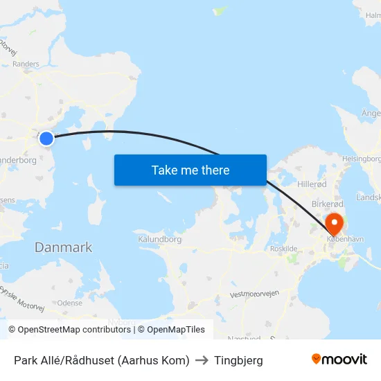 Park Allé/Rådhuset (Aarhus Kom) to Tingbjerg map