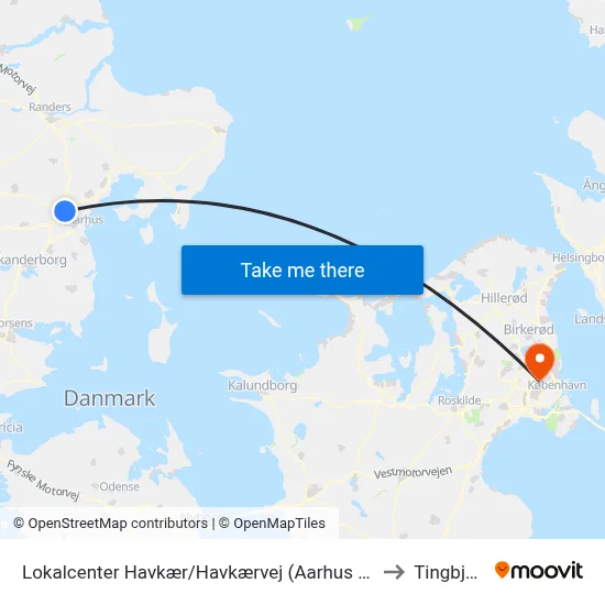 Lokalcenter Havkær/Havkærvej (Aarhus Kom) to Tingbjerg map