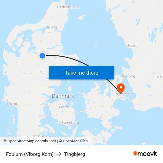 Foulum (Viborg Kom) to Tingbjerg map