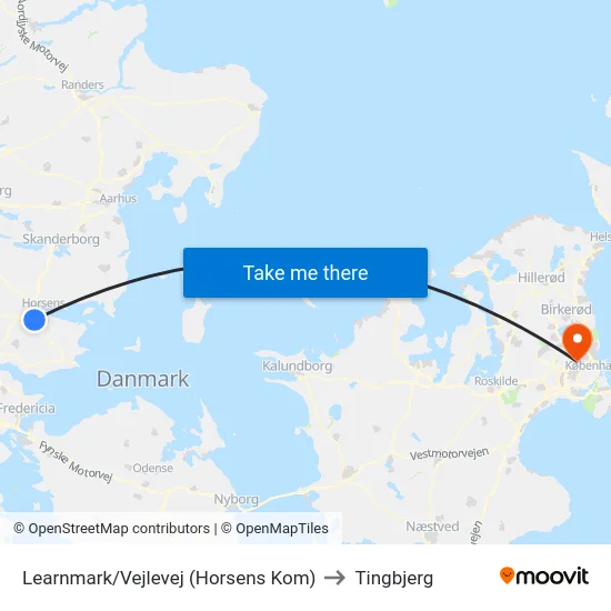 Learnmark/Vejlevej (Horsens Kom) to Tingbjerg map