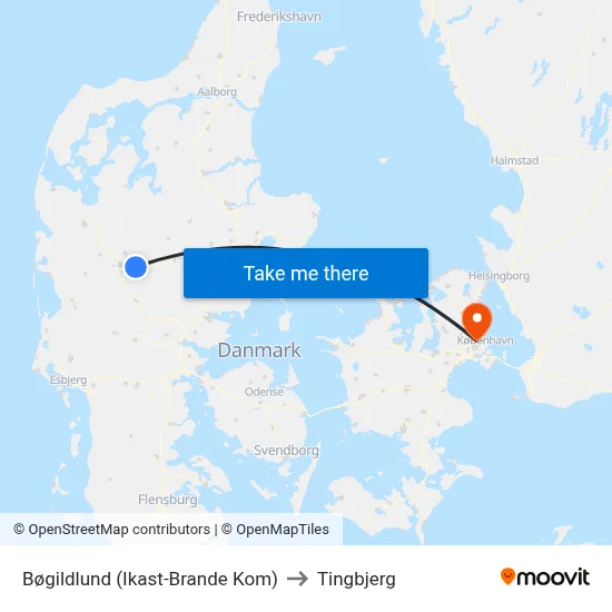 Bøgildlund (Ikast-Brande Kom) to Tingbjerg map