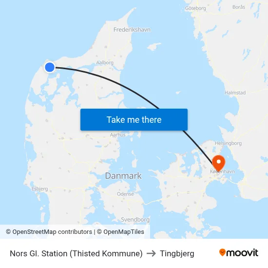 Nors Gl. Station (Thisted Kommune) to Tingbjerg map
