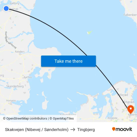 Skakvejen (Nibevej / Sønderholm) to Tingbjerg map