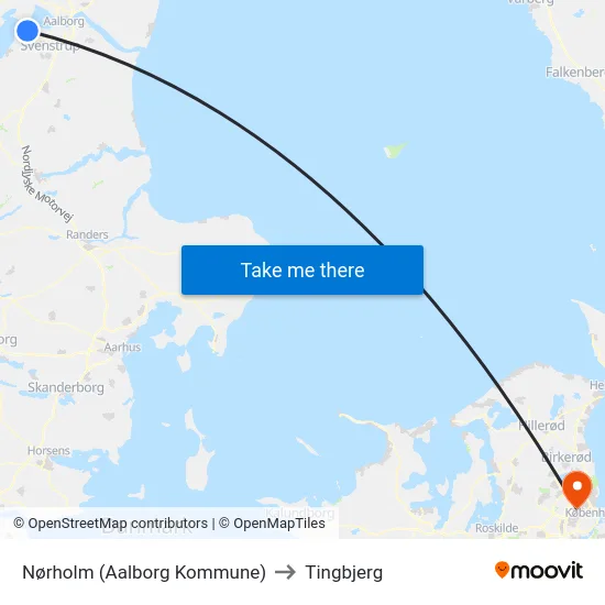 Nørholm (Aalborg Kommune) to Tingbjerg map