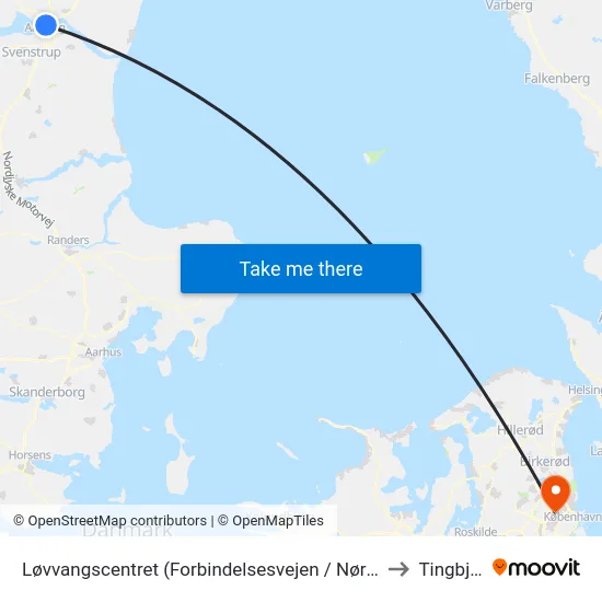 Løvvangscentret (Forbindelsesvejen / Nørresundby) to Tingbjerg map