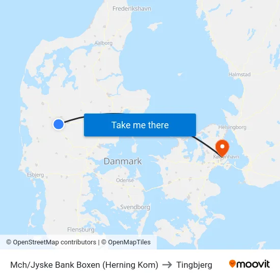 Mch/Jyske Bank Boxen (Herning Kom) to Tingbjerg map