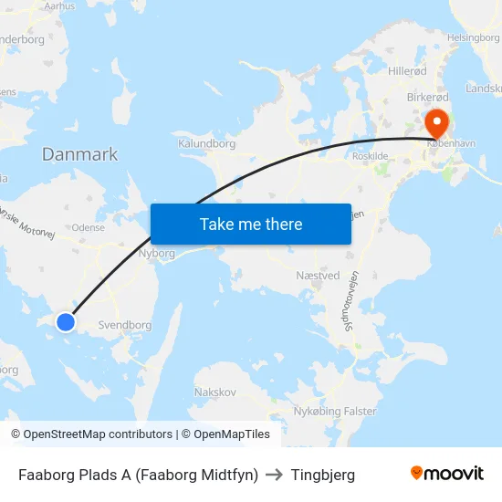 Faaborg Plads A (Faaborg Midtfyn) to Tingbjerg map