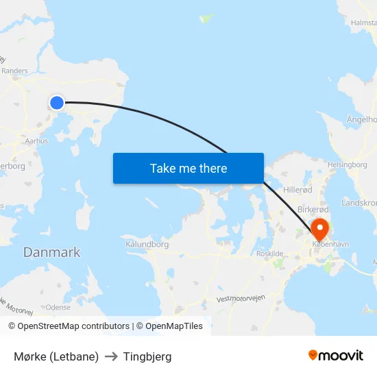 Mørke (Letbane) to Tingbjerg map