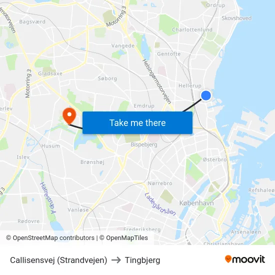 Callisensvej (Strandvejen) to Tingbjerg map