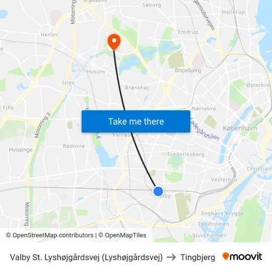Valby St. Lyshøjgårdsvej (Lyshøjgårdsvej) to Tingbjerg map