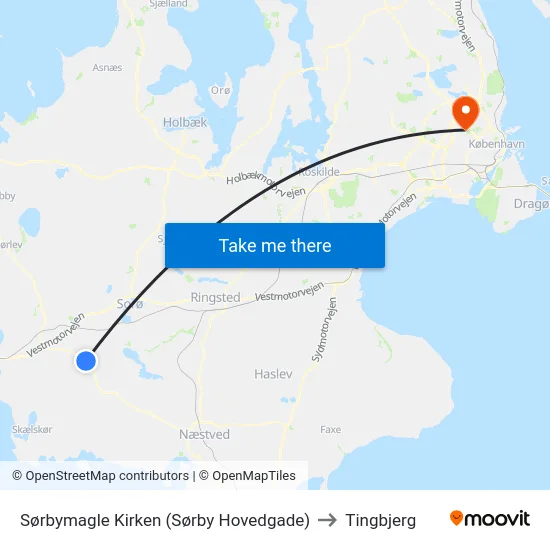 Sørbymagle Kirken (Sørby Hovedgade) to Tingbjerg map