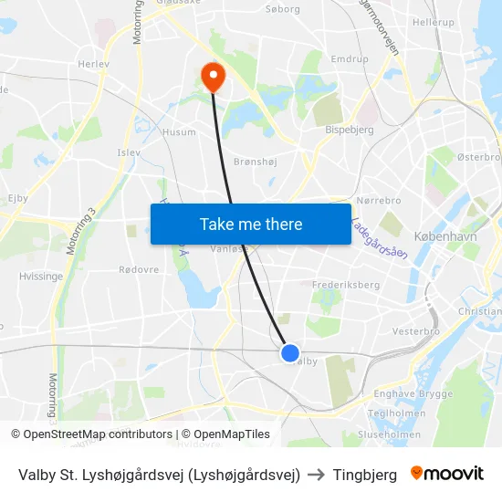 Valby St. Lyshøjgårdsvej (Lyshøjgårdsvej) to Tingbjerg map