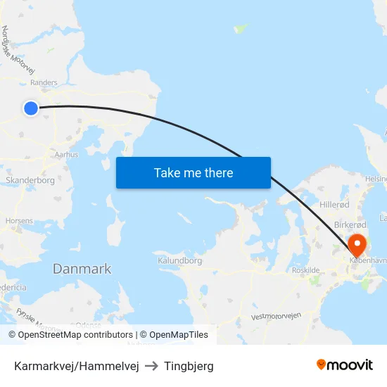 Karmarkvej/Hammelvej to Tingbjerg map