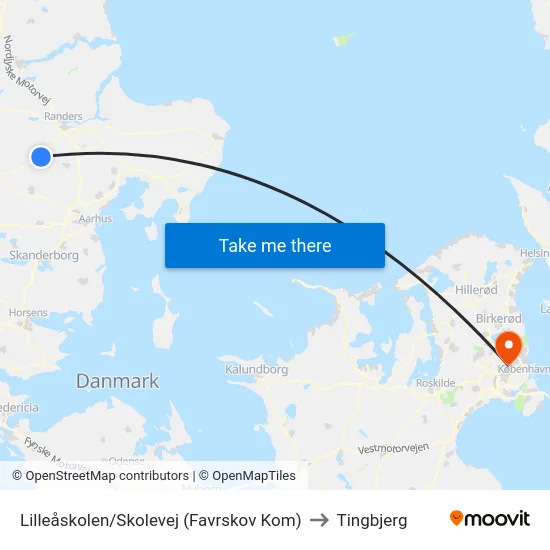 Lilleåskolen/Skolevej (Favrskov Kom) to Tingbjerg map