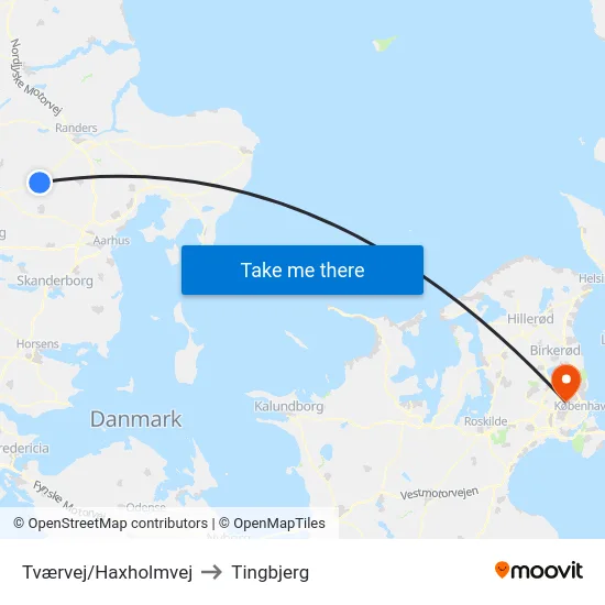 Tværvej/Haxholmvej to Tingbjerg map