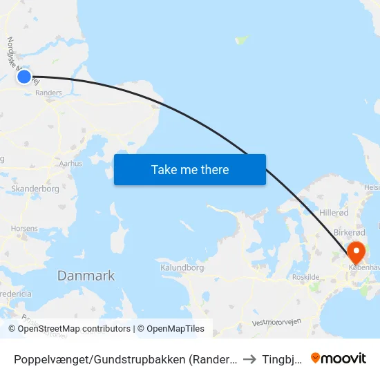Poppelvænget/Gundstrupbakken (Randers Kom) to Tingbjerg map