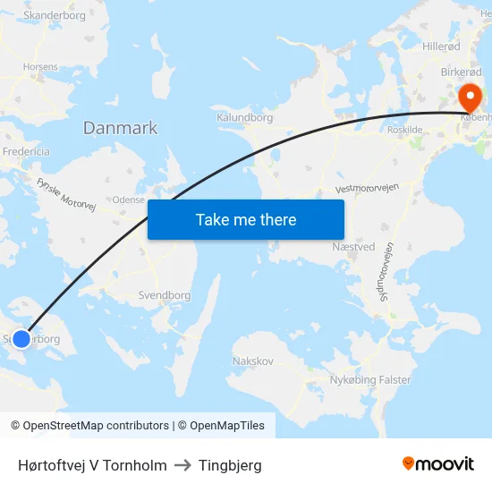 Hørtoftvej V Tornholm to Tingbjerg map