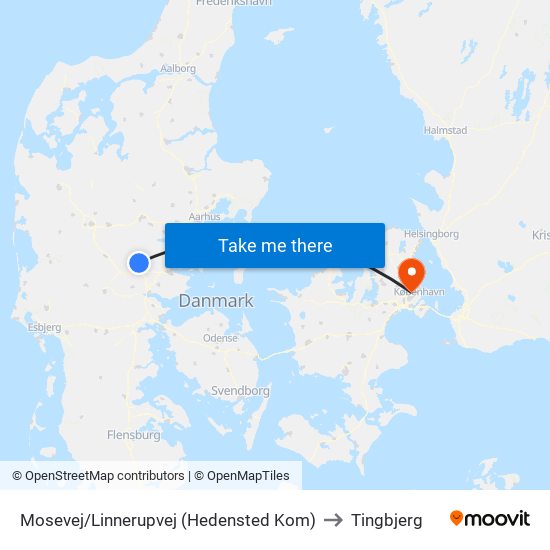Mosevej/Linnerupvej (Hedensted Kom) to Tingbjerg map