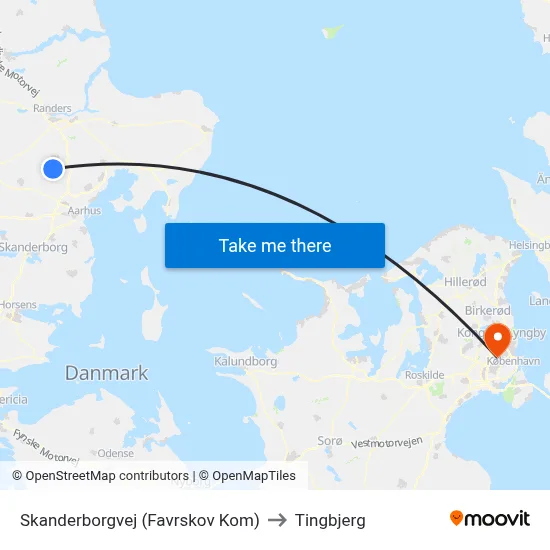 Skanderborgvej (Favrskov Kom) to Tingbjerg map
