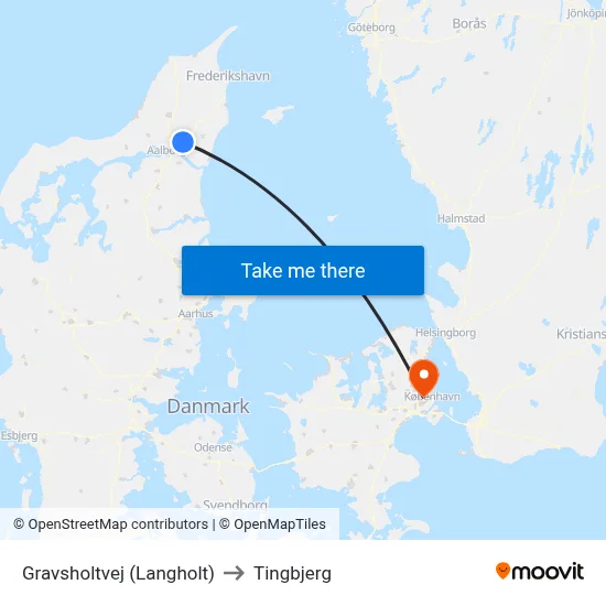 Gravsholtvej (Langholt) to Tingbjerg map