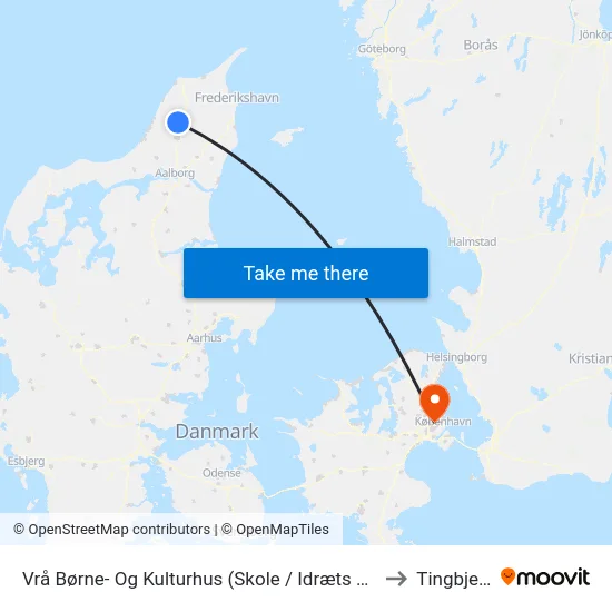 Vrå Børne- Og Kulturhus (Skole / Idræts Allé) to Tingbjerg map