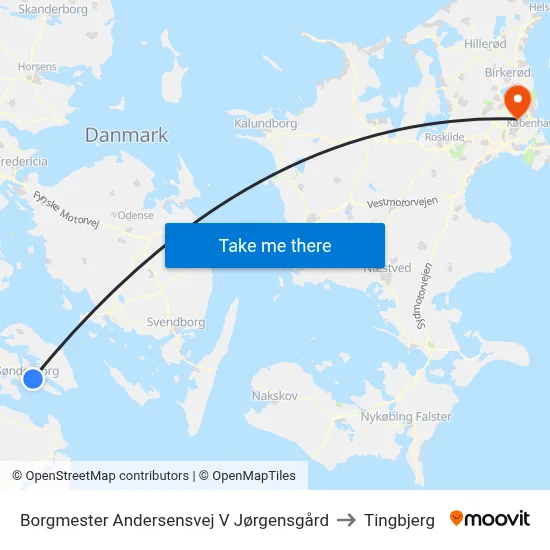 Borgmester Andersensvej V Jørgensgård to Tingbjerg map