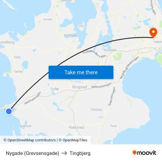 Nygade (Grevsensgade) to Tingbjerg map